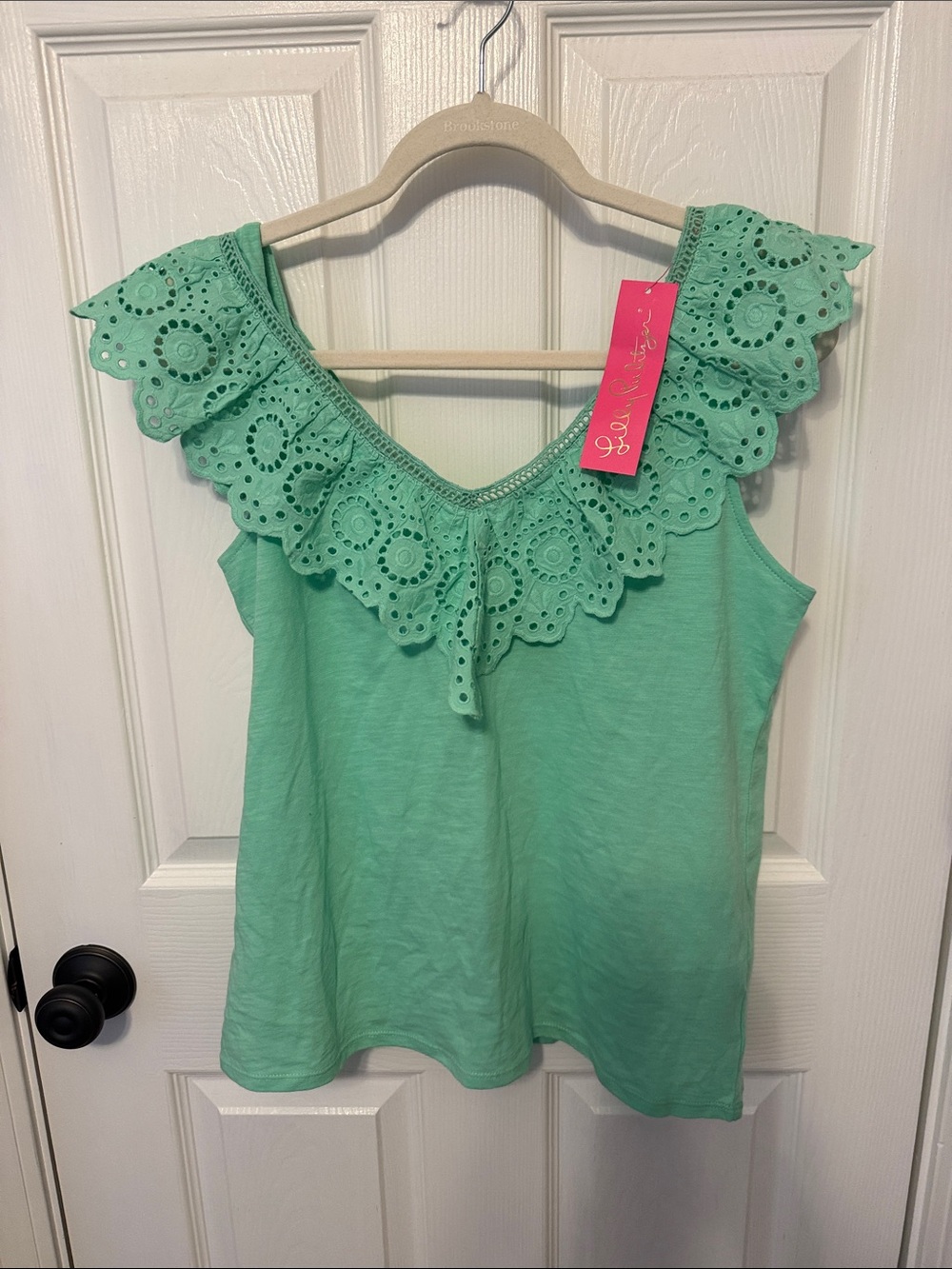 Lilly Pulitzer Mint Green Eyelet Ruffle Tank